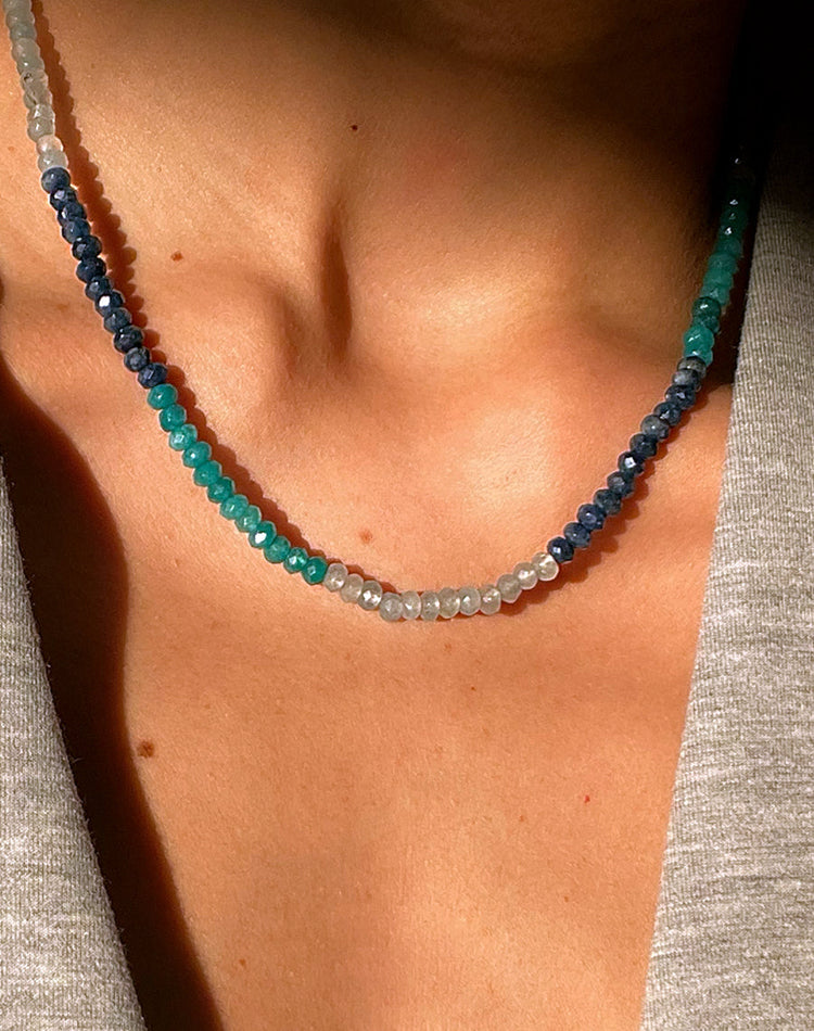 Blue Iris Necklace in Gold